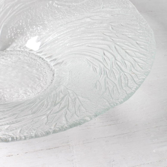 Image 1 of Mid-Century Finnish Glass Bowl / Large Forest Design Centerpiece