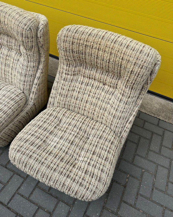 Image 1 of Set di poltrone lounge vintage - Intrecciato color crema/beige/marrone