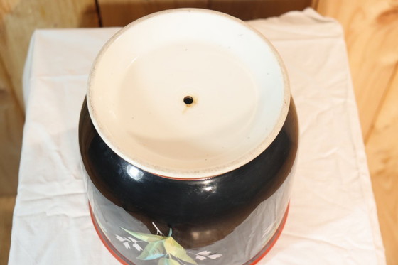 Image 1 of Parijse porseleinen jardinière versierd met vogels en bloemen, 19e eeuw