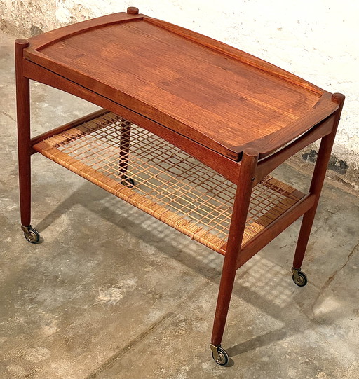 Carrello da tè Poul Hundevad, carrello bar con piano rimovibile