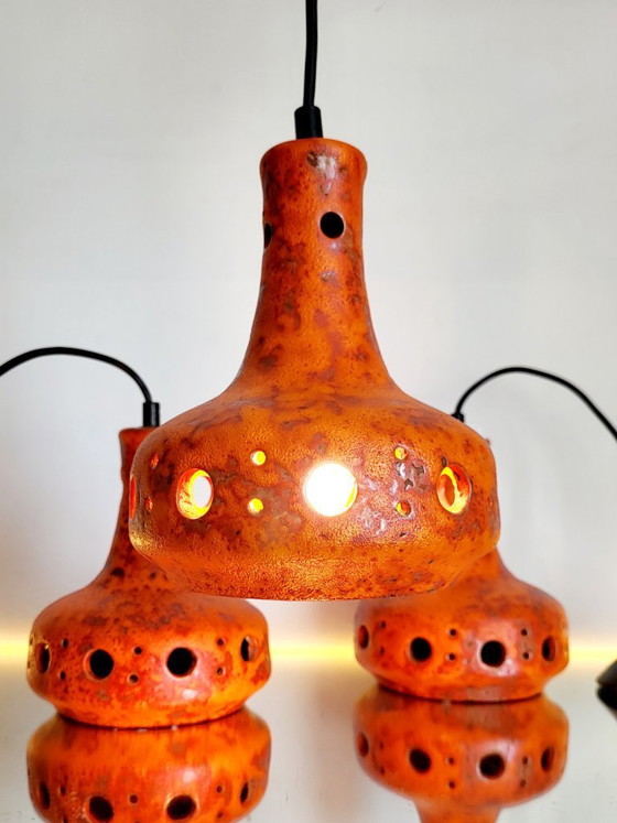 Image 1 of Lampada a sospensione Fat Lava in ceramica, tonalità arancioni, anni '50