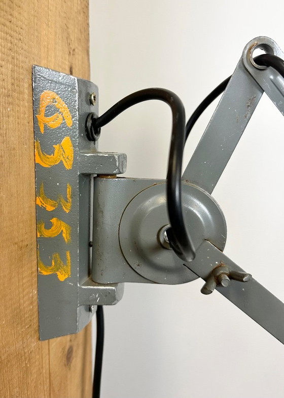 Image 1 of Grey Industrial Scissor Wall Lamp from Elektroinstala, 1960s