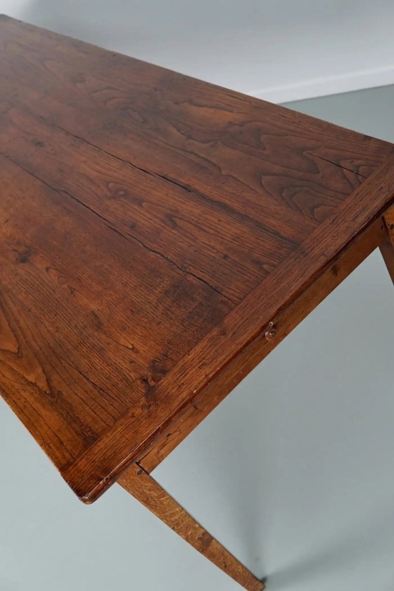 Image 1 of Antico tavolo da pranzo rustico francese in rovere, inizio XX secolo