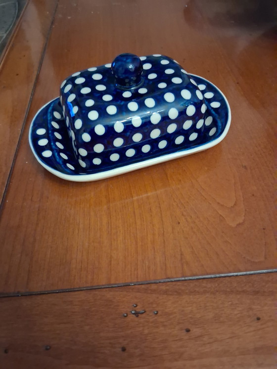 Image 1 of Prachtige handgemaakte bunzlauer design botervloot