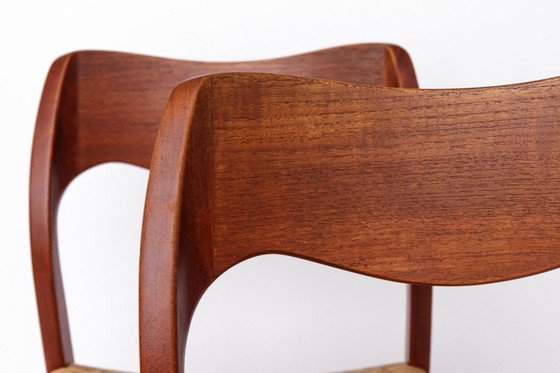 Image 1 of Coppia di sedie da pranzo in teak modello 71 di Niels Otto Møller, anni '50 | Stile moderno danese di metà secolo, sedute in