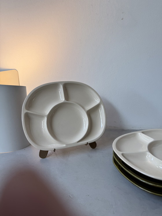 Image 1 of Set di 6 piatti vintage | Ceramica francese | Timbro di Sèvres | Anni '60/'70