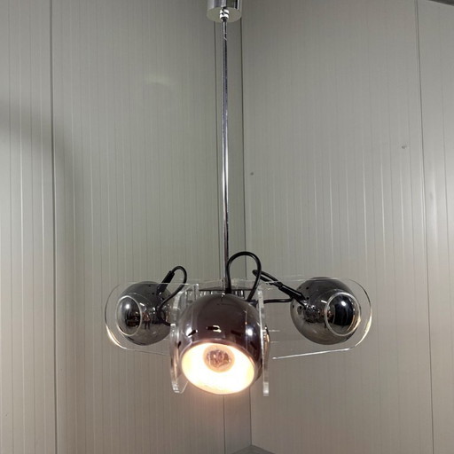 Lámpara colgante de plexiglás estilo Gino Sarfatti de los años 70