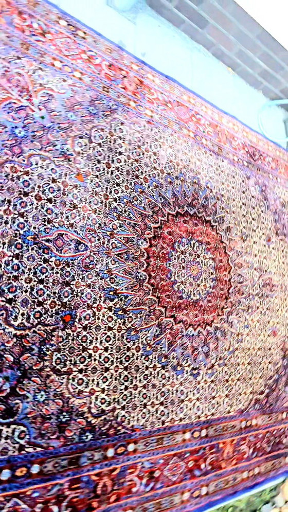 Image 1 of Antiek origineel Isfahan Perzisch oosters tapijt handgeknoopt 300x205cm TOP conditie zijde op nieuwe wol uniek