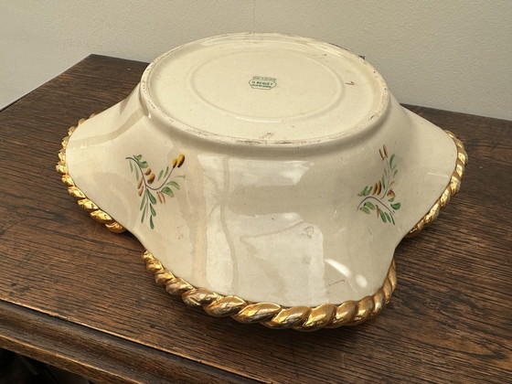 Image 1 of Corbeille / Centre de table en faïence Belge de Quaregnon signé Hubert Becquet 