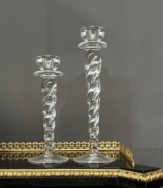 Ann Wahlstrom. Dos candelabros de diseño con forma retorcida, elaborados en cristal macizo. – Kosta Boda (photo 7 of 7)