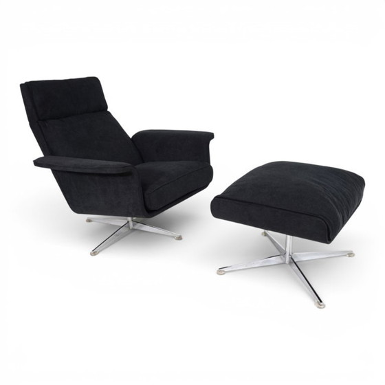 Image 1 of Sillón reclinable Kaufeld Siesta 62 con otomana, diseñado por Jacques Brule en 1960.