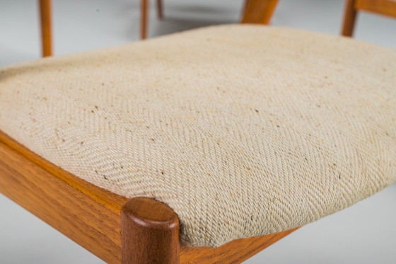Image 1 of Esszimmerstühle Modell 42 aus Teakholz und Wolle, Kai Kristiansen für Schou Andersen, 1960er Jahre, 6-teilig
