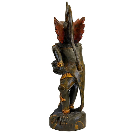 Antieke Balinese Kerishouder – Polychroom & Verguld Hout – 19e Eeuw – 61,5 cm – Kandelaars en kaarsen, Wood (photo 6 of 11)