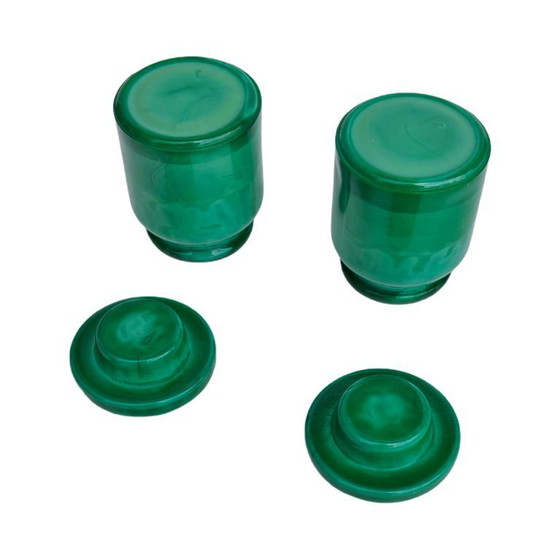 Image 1 of Malachite glass containers – Czechoslovakia, 1970s