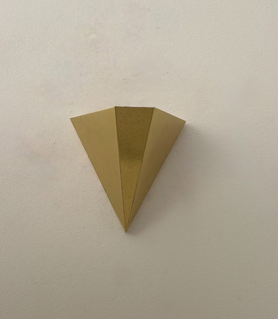 Image 1 of Coppia di applique geometriche vintage, ottone, Francia 1970