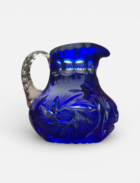 Image 1 of vintage Violetta kobaltblauwe geslepen kristallen kan lood kristal jaren 80