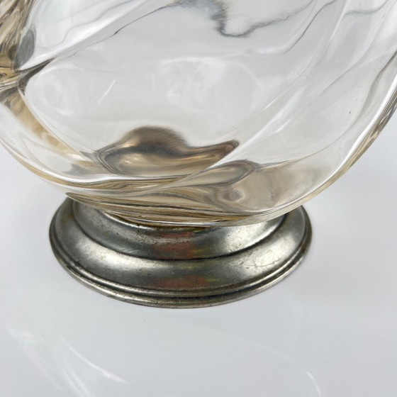 Image 1 of Calice a forma di gallo zoomorfo in vetro e peltro, stile Art Déco, 1930-1950 ca.