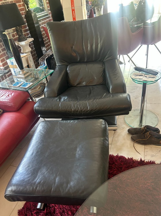 Rolf Benz 6500 Ottoman Black Leather – Swivel chairs, rvs (photo 3 of 5)