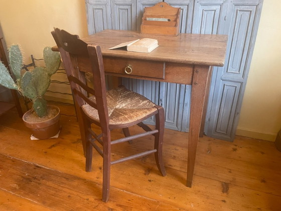 French Antique Walnut Side Table – Brass, Wood (photo 15 of 15)