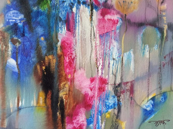 Peinture à l'Huile Originale Abstraite Nature Fleurs Fille Arômes du Printemps – Peintures et dessins, Canvas (photo 8 of 10)