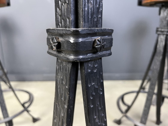 Image 1 of Sgabelli da bar brutalisti vintage in ferro battuto, anni '70 - Set di 6