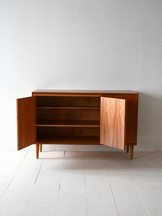 Image 1 of Scandinavian Teak Sideboard with Drawers and Hidden Desk