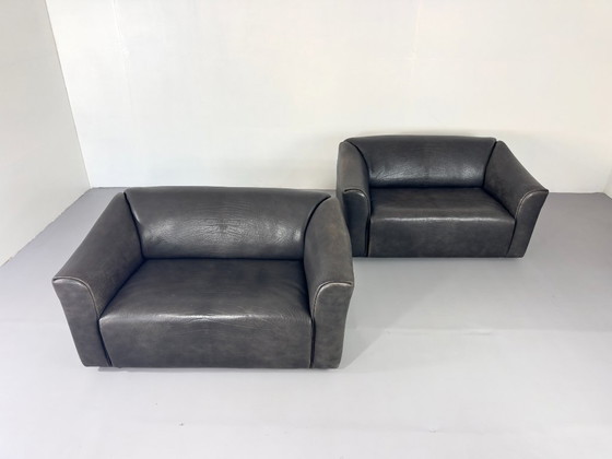 Canapé Vintage De Sede DS 47 en Cuir de Buffle Gris Patiné – Canapés 2 places, Leather (photo 10 of 13)