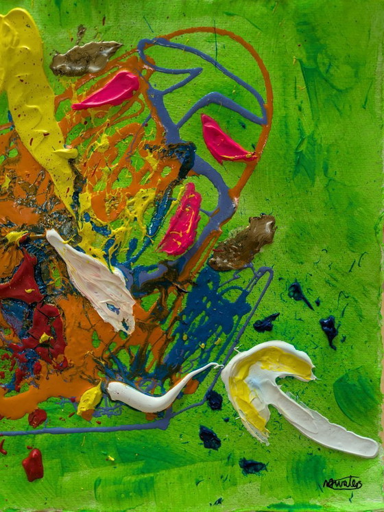 Image 1 of NUOVO PAESAGGIO ASTRATTO 19 DIPINTO ORIGINALE NIGEL WATERS FIRMATO CARTA DI COTONE 20x20cm SENZA CORNICE