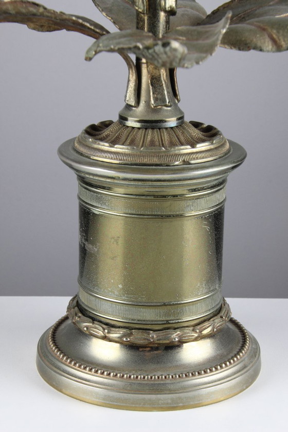 Image 1 of Vintage messing tafellamp in bladvorm – Hollywood Regency – Stijl van Willy Daro – België jaren 70