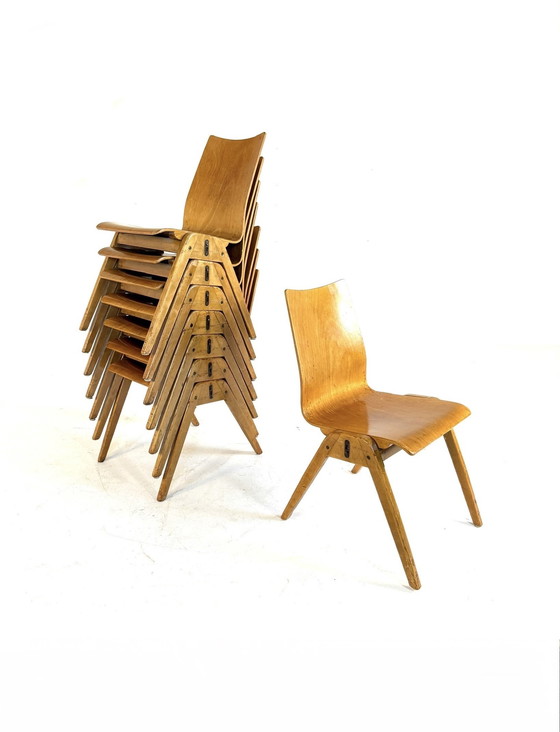 Image 1 of 8x vintage plywood eetkamerstoel ‘60