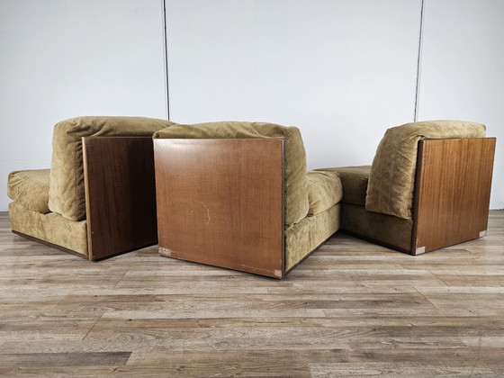 Image 1 of Three fabric lounge chairs 70s