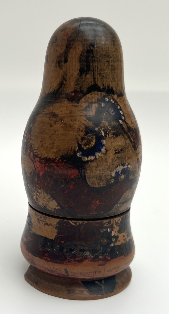 Image 1 of Seltene antike Matroschka-Puppe aus handgedrechseltem Holz – komplett mit allen inneren Figuren.