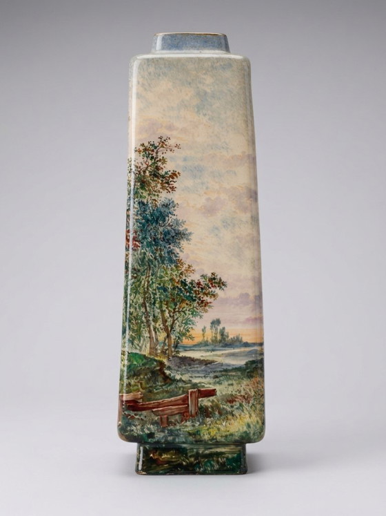 Large Ceramic Landscape Vase – Attributed to Montigny-Sur-Loing – 36 Cm – Glass art (photo 3 of 12)