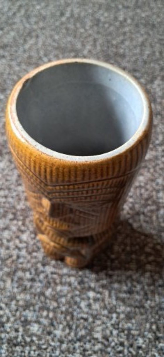 Image 1 of Vintage tiki-style vase from the 1970s