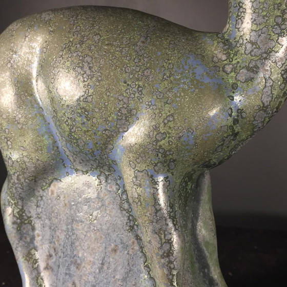 Art Deco Steenwerk Hertenbeeldhouwkunst van Thierry Van Rijswijck voor Roger Guérin, jaren 30 – Ceramic (photo 11 of 16)