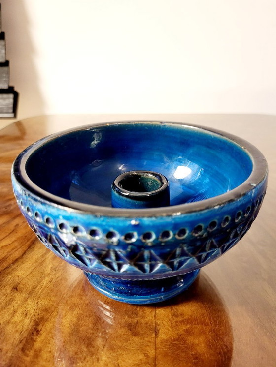 Image 1 of Rimini-blauer Keramik-Kerzenhalter, Aldo Londi für Bitossi, 1960er Jahre, Italien