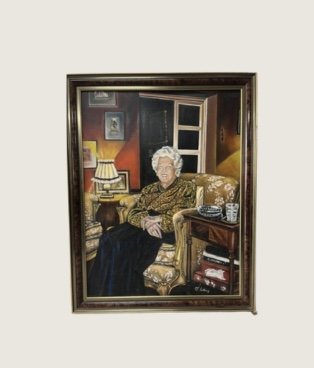 Large Antique Portrait Oil Painting Burl Wood Frame 91x71 – Paintings & Drawings, Canvas (photo 4 of 5)