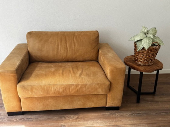 Image 1 of Canapé en cuir mangowood avec causeuse et pouf