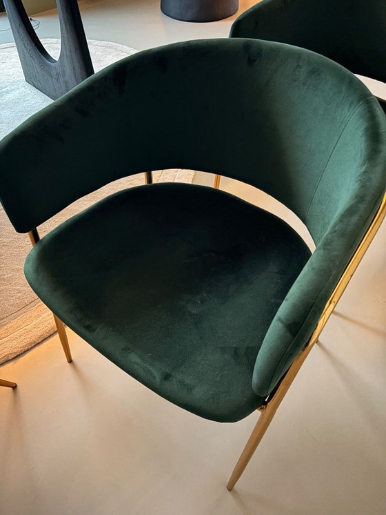 Image 1 of 4 chaises de salle à manger Kave Home Runnie vert/or