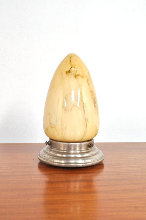 Art Deco ceiling lamp with marbled glass, 1930s