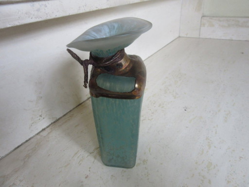 Raku ? Bud Vase Signed Studio Pottery Art Glass/Metallic