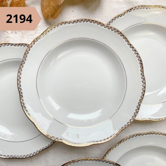 Vintage Gilded White Porcelain Soup Plate, Individual – Crockery, Retro (photo 4 of 7)