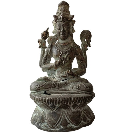 Antigua Estatua Tibetana de Viaje Avalokiteshvara – Vitarka Mudra – Siglo XVIII