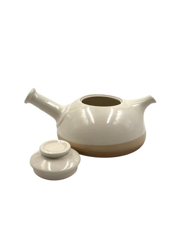 Image 1 of Teekanne aus cremefarbenem Kunststein im Mid-Century-Modern-Stil, Franco Bucci, Italien, ca. 1970