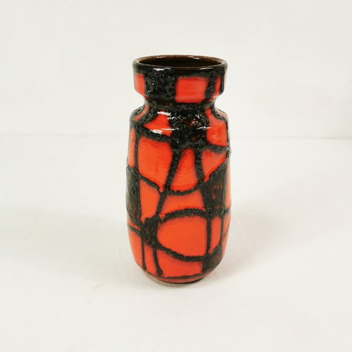 Vase en céramique Fat Lava, Scheurich Keramik 242-22 "Spiderweb", années 1960