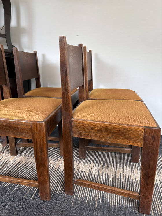 Image 1 of Art-Deco-/Amsterdamer Schule-Set mit 4 Stühlen