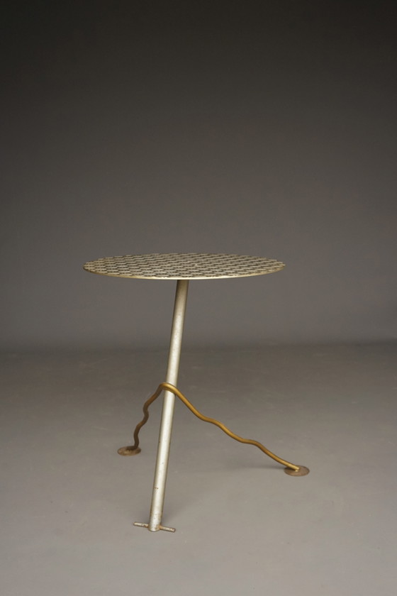 Image 1 of Postmoderne industriële metalen tuintafel, jaren 1980