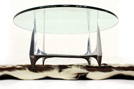 Knut Hesterberg Sculptural Aluminium Coffee Table / Table basse pour Ronald Schmitt, nouveau plateau en verre de 19mm !