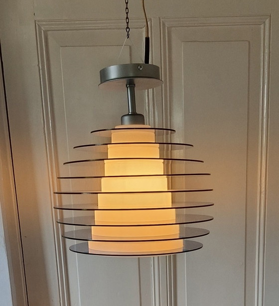 Modernist Disc Pendant Lamp – Linea, Metal, Plexiglass (photo 9 of 12)