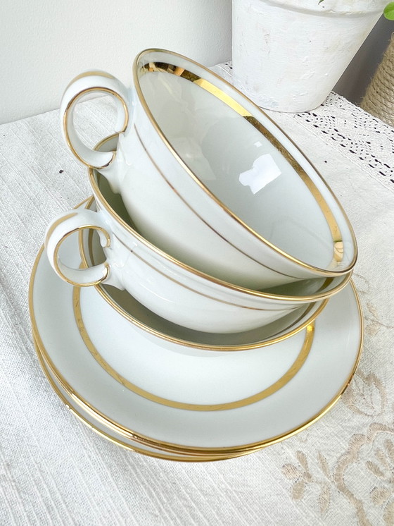 Image 1 of Set da tè/caffè in porcellana vintage Bernardaud &amp; Cie Limoges Francia oro bianco